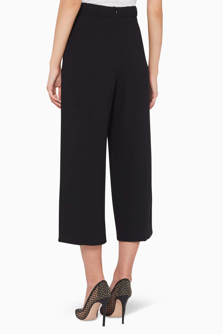 Shop Elisabetta Franchi Black Cropped High Waistline Pants for Women ...