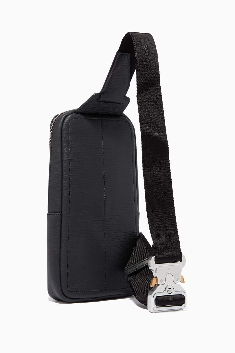 Shop 1017 ALYX 9SM Black Textured Leather Cross-Body Bag for Men ...