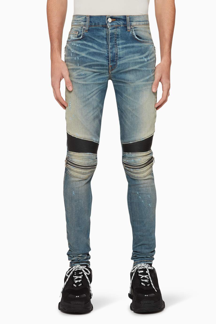 Shop Amiri Blue KneePatch Slim Fit Jeans for Men Ounass UAE