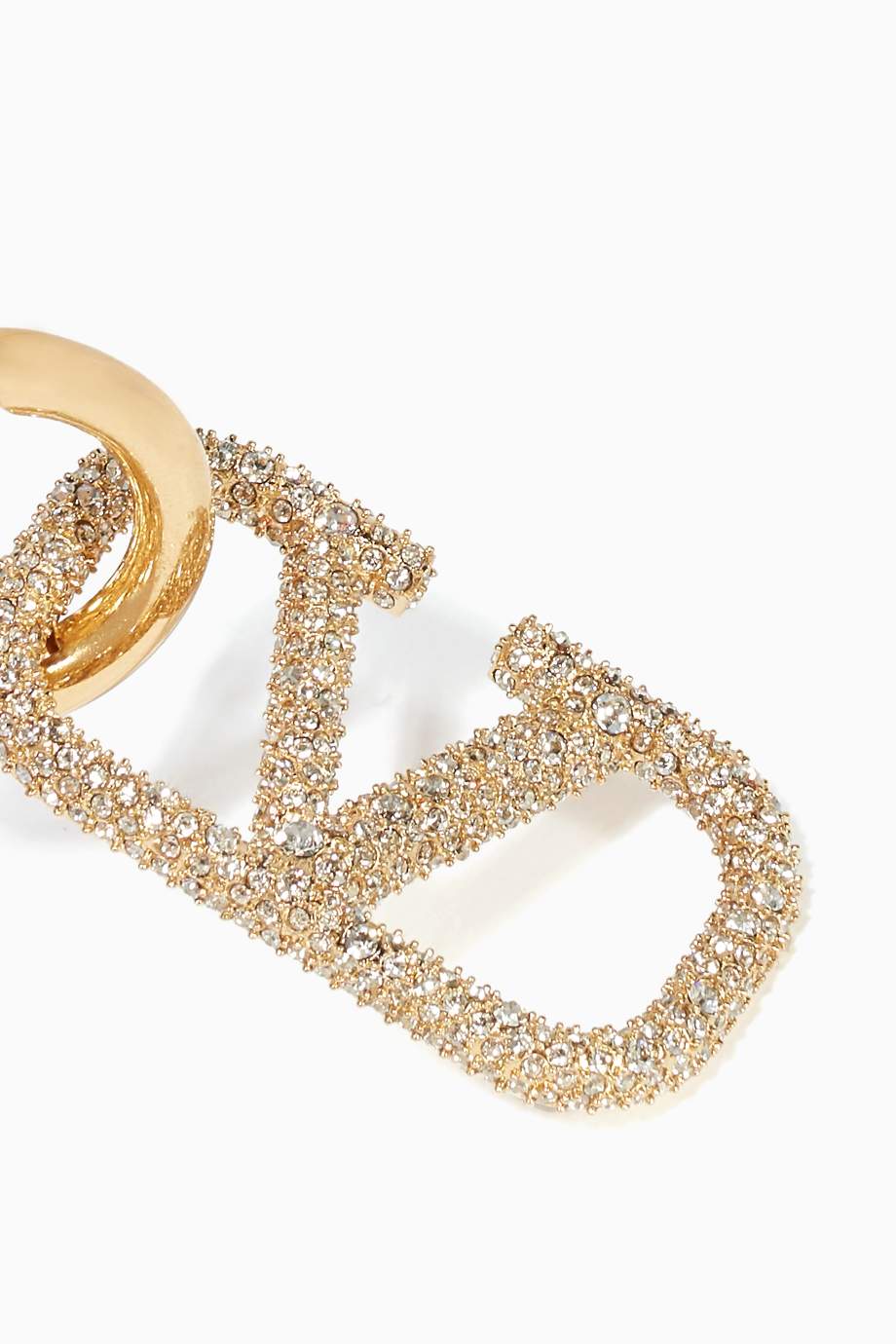 Shop Valentino Gold V Logo Crystal Earrings for Women | Ounass Kuwait