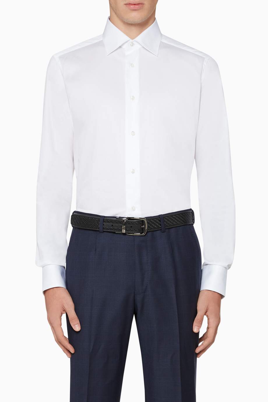 Shop Ermenegildo Zegna White Long Sleeve Dress Shirt For Men Ounass Uae Mens life and limb dressy long sleeve smart dressy shirt in sky blue size m. ounass