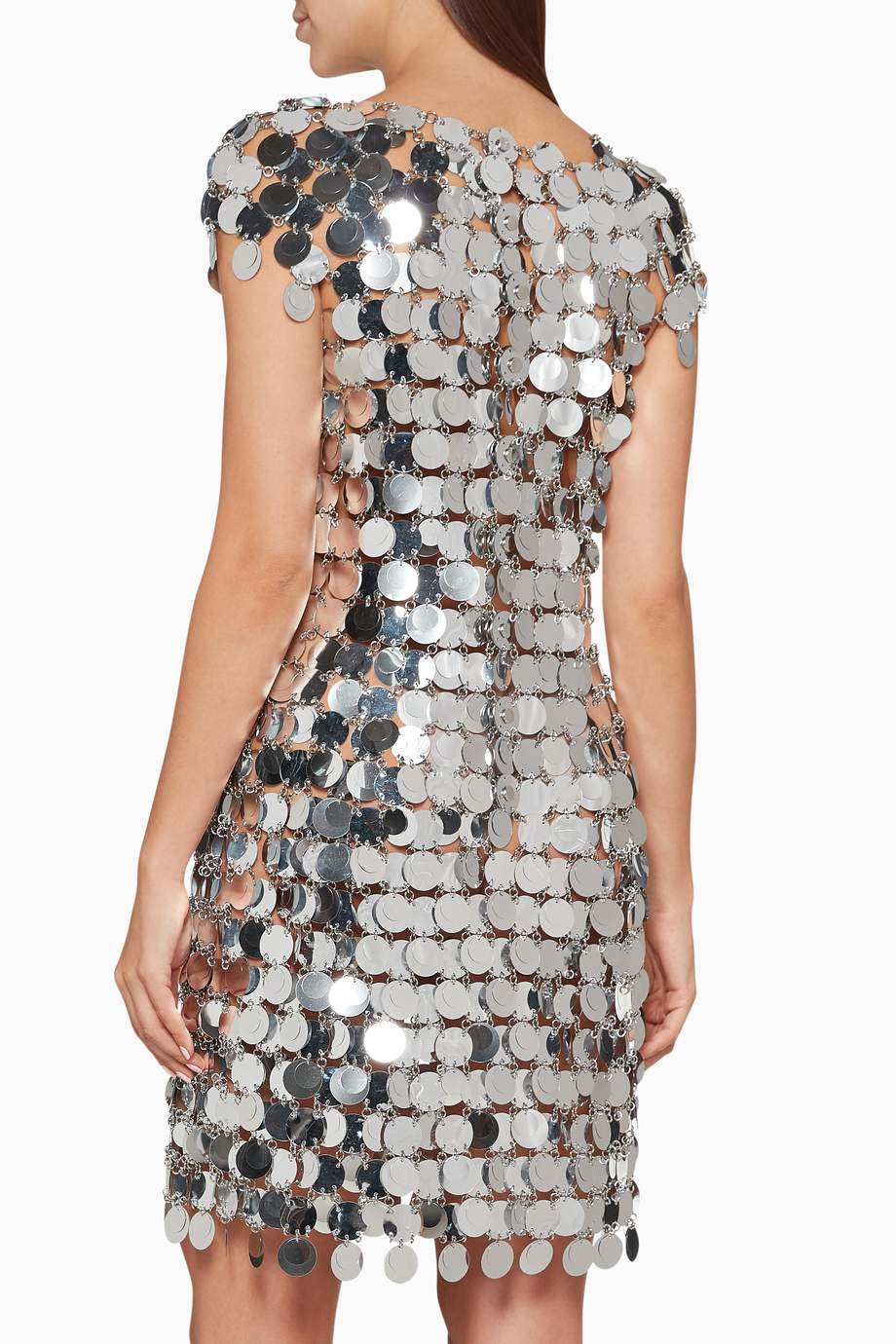 Shop Paco Rabanne Silver MirrorEffect Chainmail Mini Dress for Women