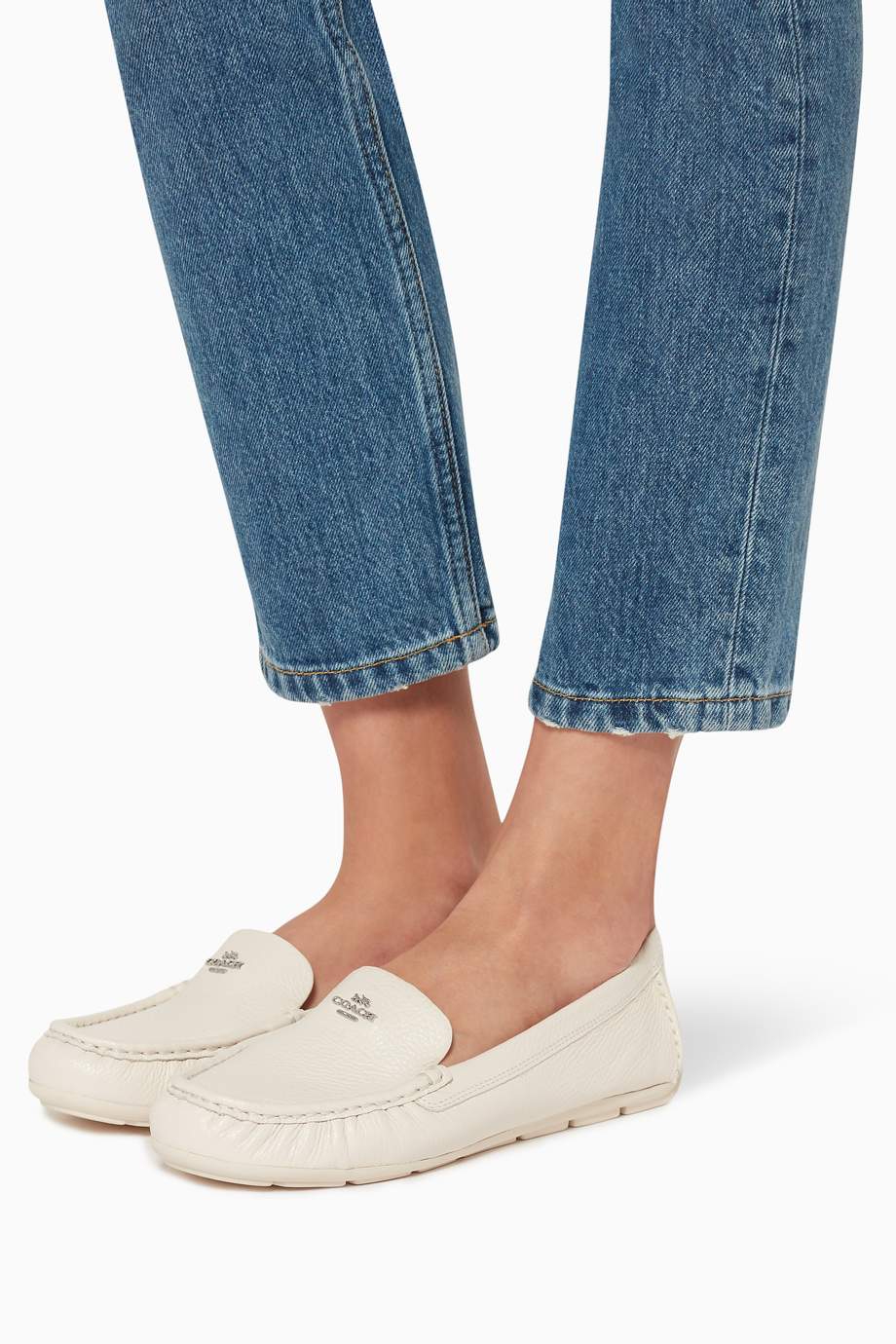 Shop Coach White Marley Leather Driver Shoes for Women Ounass Saudi