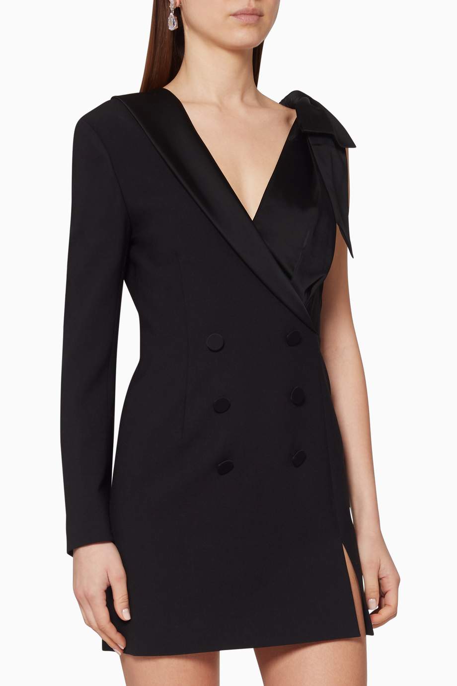 Shop Jonathan Simkhai Black Asymmetric Double-Breasted Blazer Dress for ...