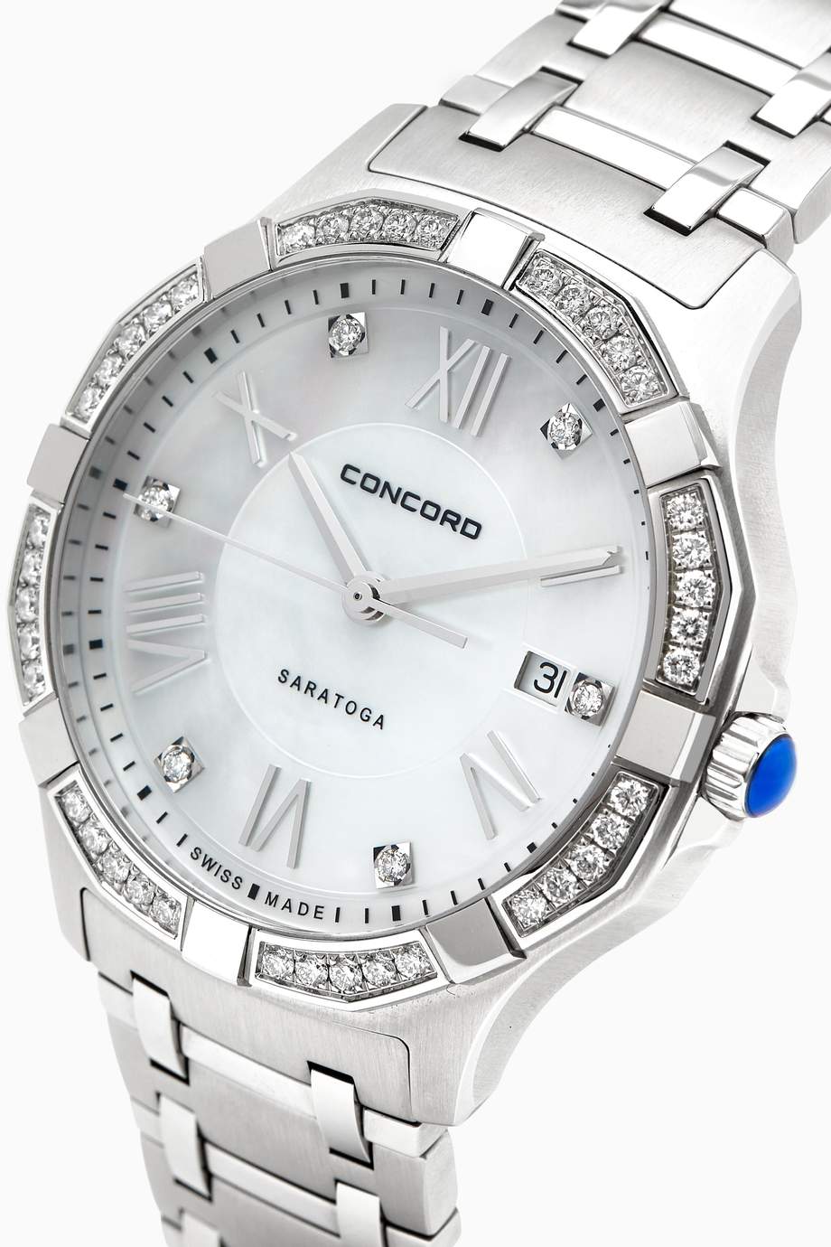 Shop Concord Silver Saratoga Diamond Watch for Men Ounass UAE