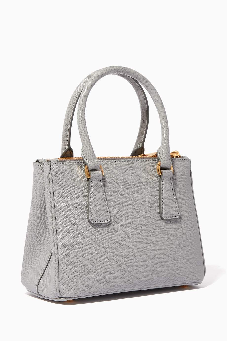 Shop Prada Grey Micro Galleria Saffiano Leather Bag for ...