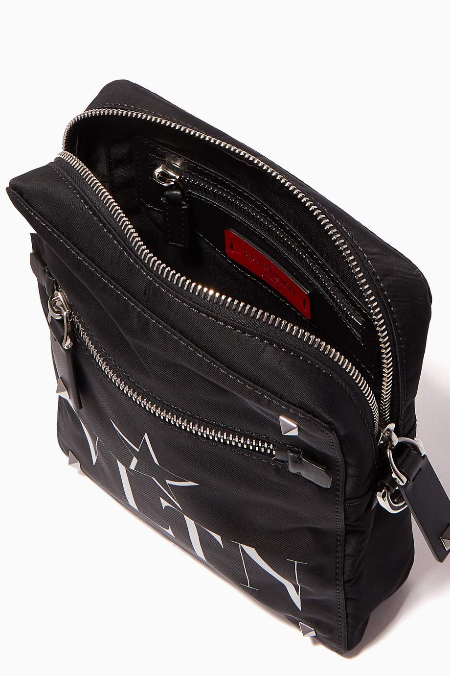Shop Valentino Black Valentino Garavani VLTN Star Messenger Bag for Men