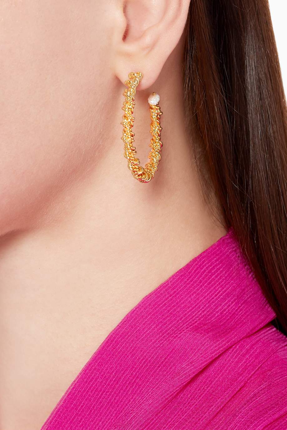 Shop Joanna Laura Constantine Gold Pearl & Gold Twisted Hoop Earrings