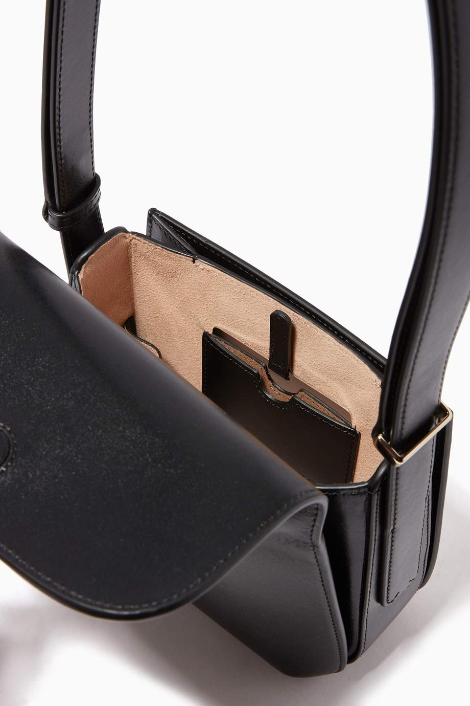 Shop Giorgio Armani Black La Prima Leather Cross-Body Bag for Women ...