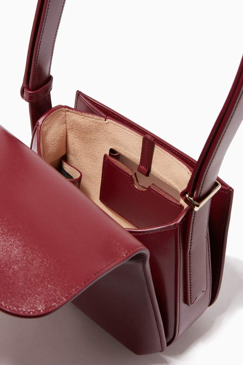 Shop Armani Red La Prima Leather CrossBody Bag for Women