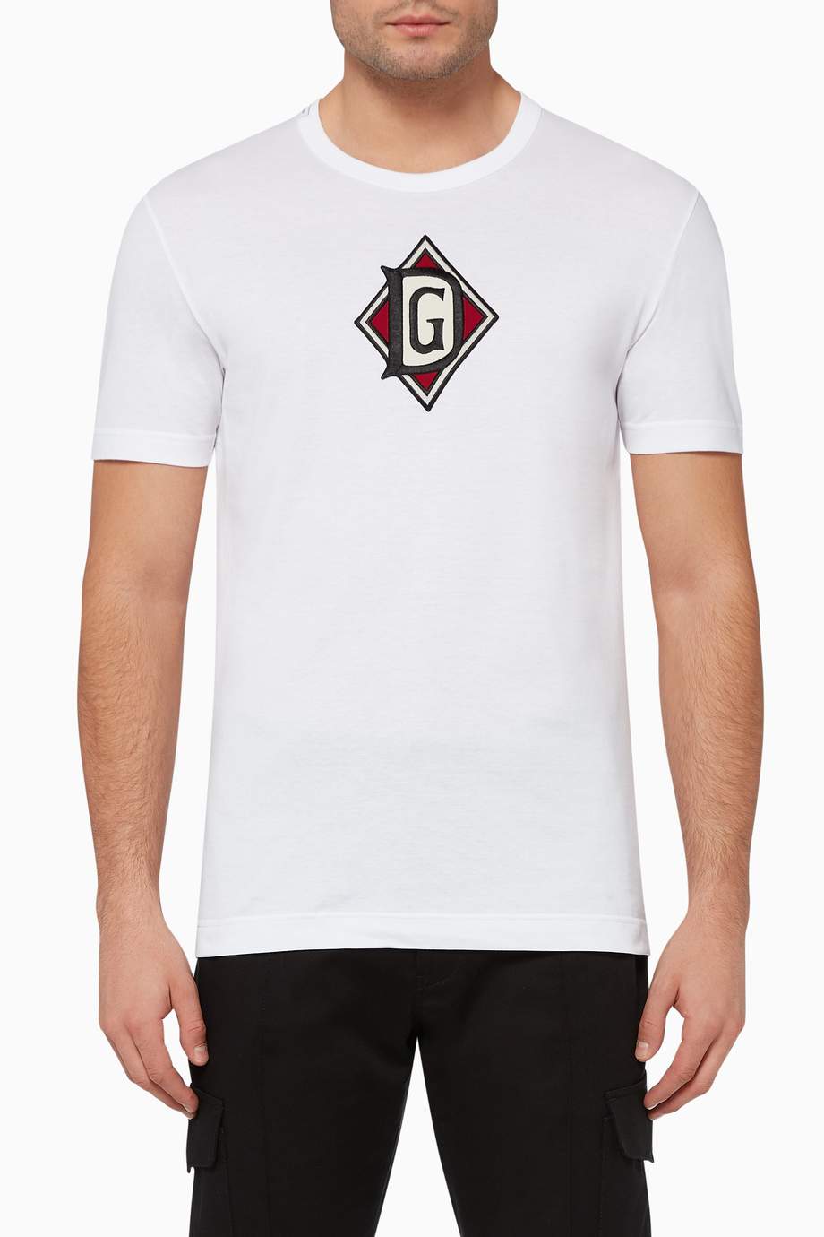 Shop Dolce & Gabbana White DG Embroidered Logo TShirt for Men Ounass