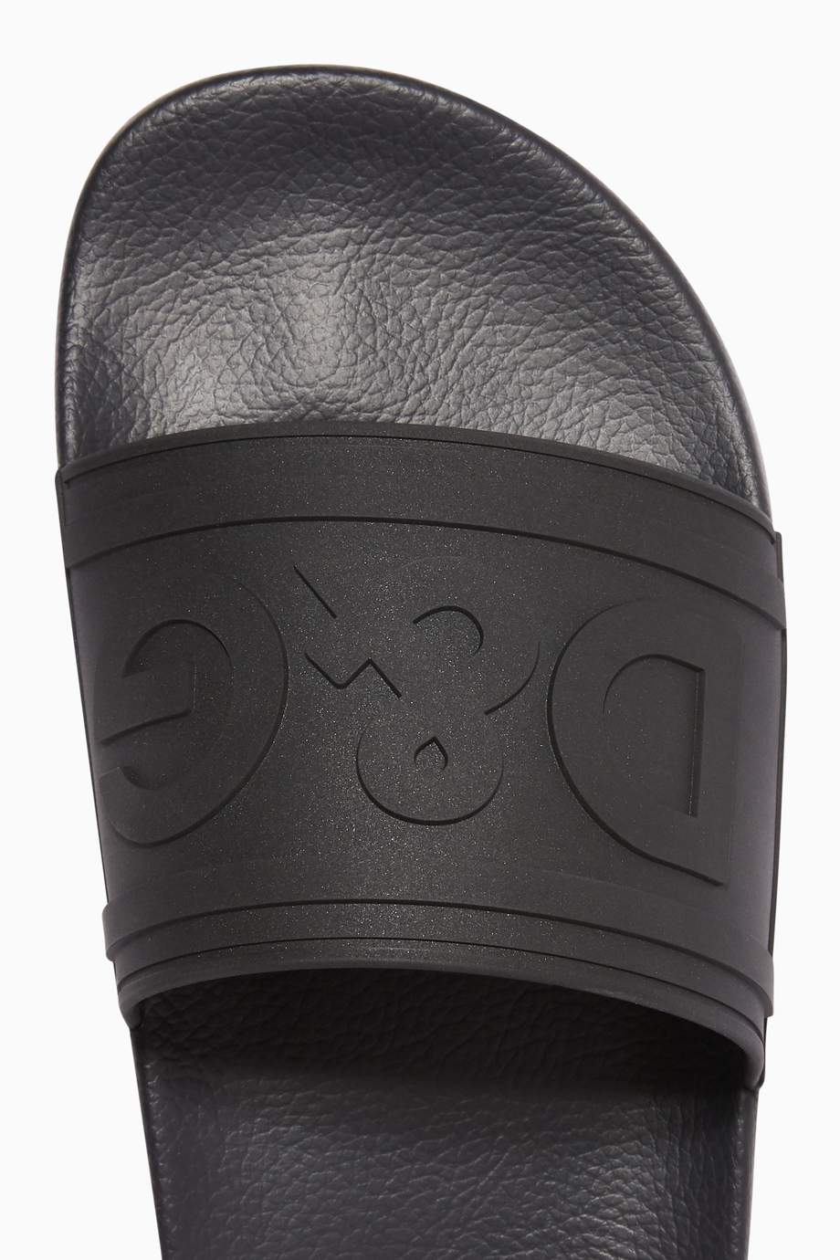 Shop Dolce & Gabbana Black DG Logo Rubber Slides for Men | Ounass UAE