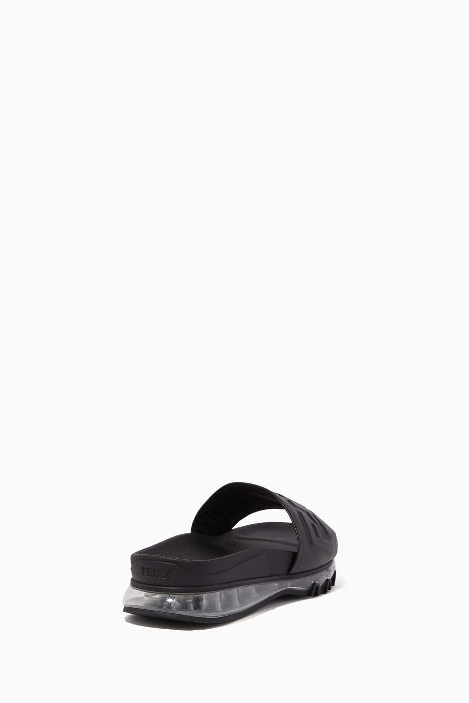 fendi ff leather two band slide sandals