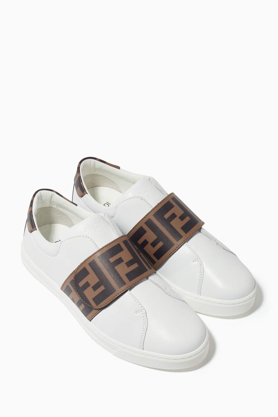 Shop Fendi White FF Logo Velcro Sneakers for Kids | Ounass UAE