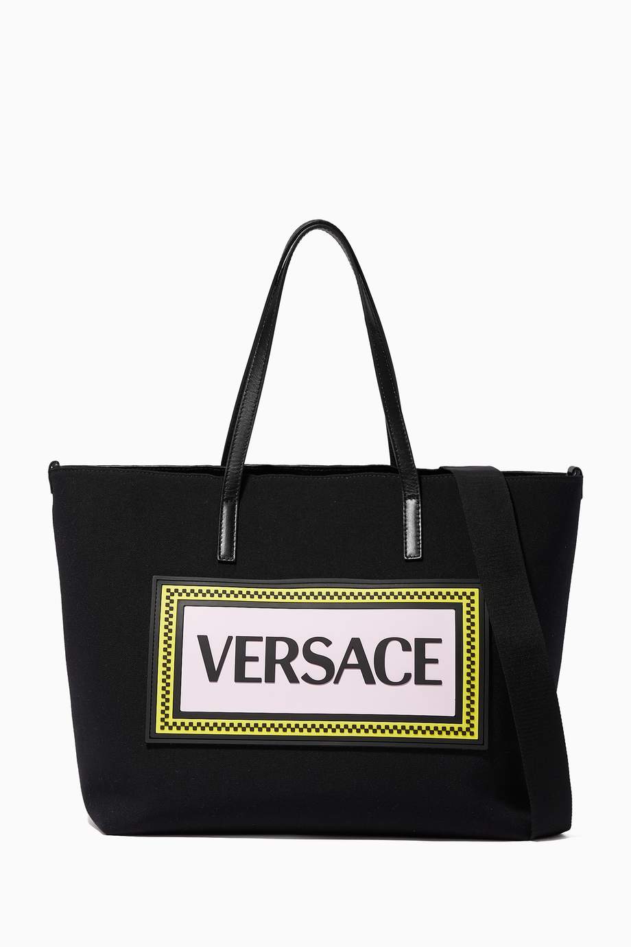 Shop Versace Black 90s Vintage Logo Canvas Diaper Bag for Kids Ounass UAE