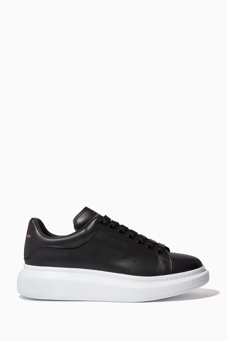 Shop Alexander McQueen Black Oversized Leather Sneakers for Men ...