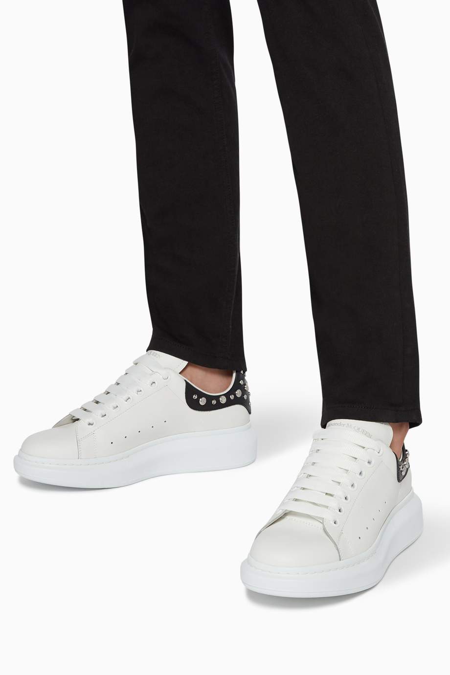 Shop Alexander McQueen White Oversized Leather Sneakers for Men ...