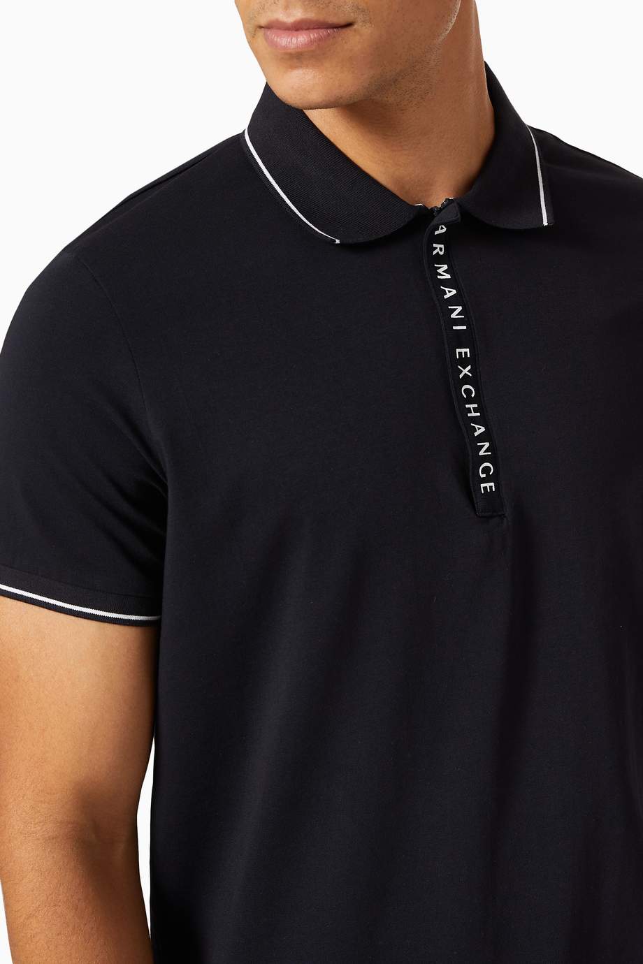 Shop Armani Exchange Blue AX Logo Cotton-blend Polo Shirt for Men ...