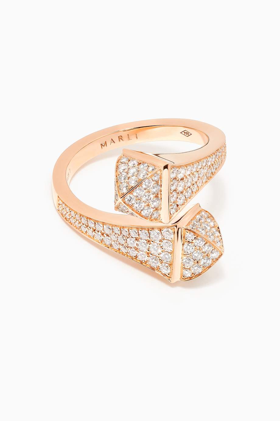Shop Marli Rose Gold Cleo Diamond Statement Ring in 18kt Rose Gold for ...