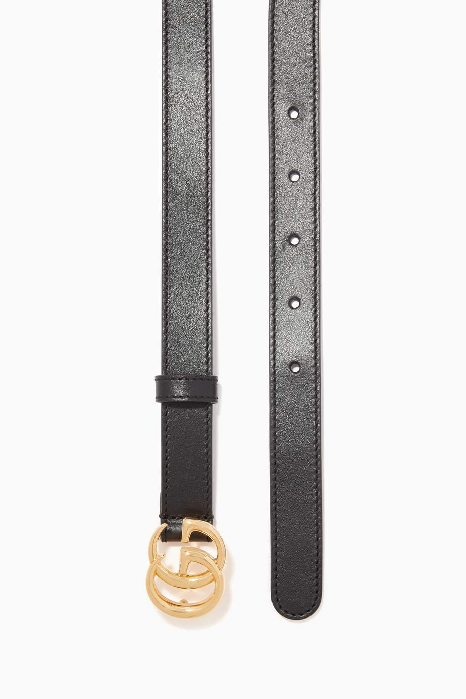 Shop Gucci Black GG Marmont Slim Leather Belt for Women | Ounass UAE
