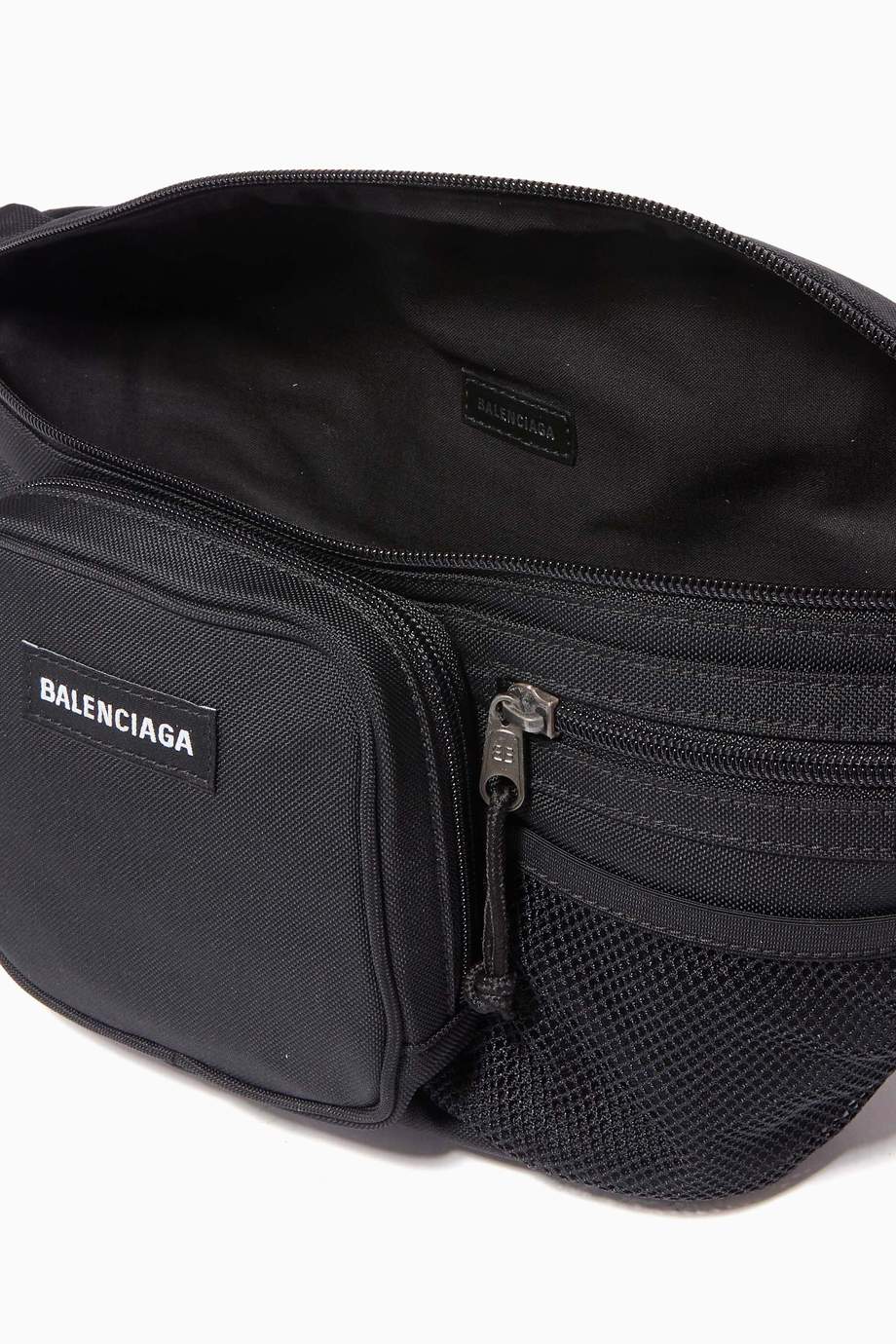 Shop Balenciaga Black Explorer Multizip Beltpack in Recycled Nylon for