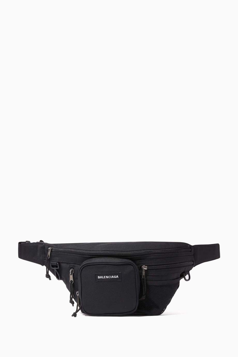 Shop Balenciaga Black Explorer Multizip Beltpack in Recycled Nylon for