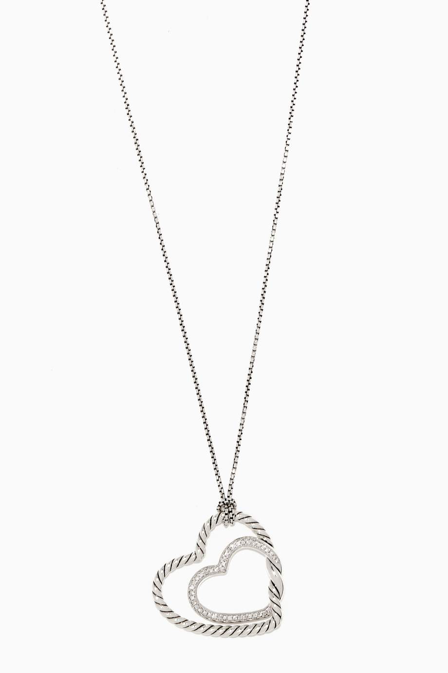 Shop David Yurman Silver Continuance Heart Pave Diamonds Necklace For Women Ounass Saudi