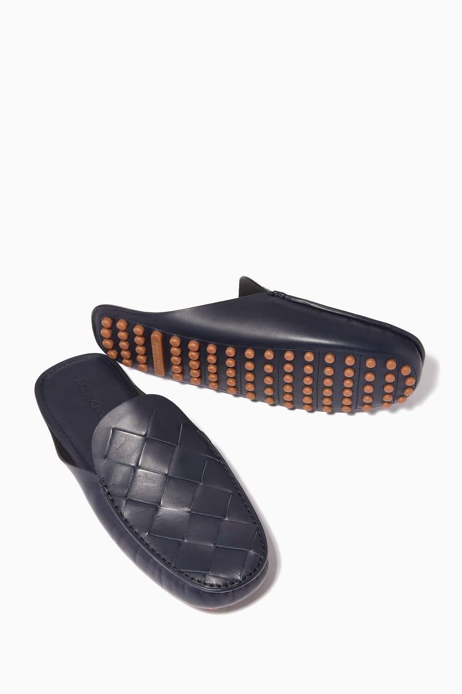 leather backless slippers