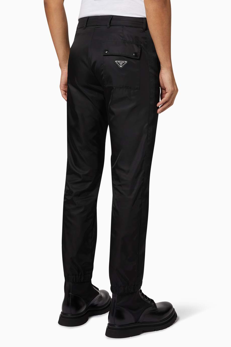Shop Prada Black Triangle Logo Nylon Pants for Men | Ounass UAE
