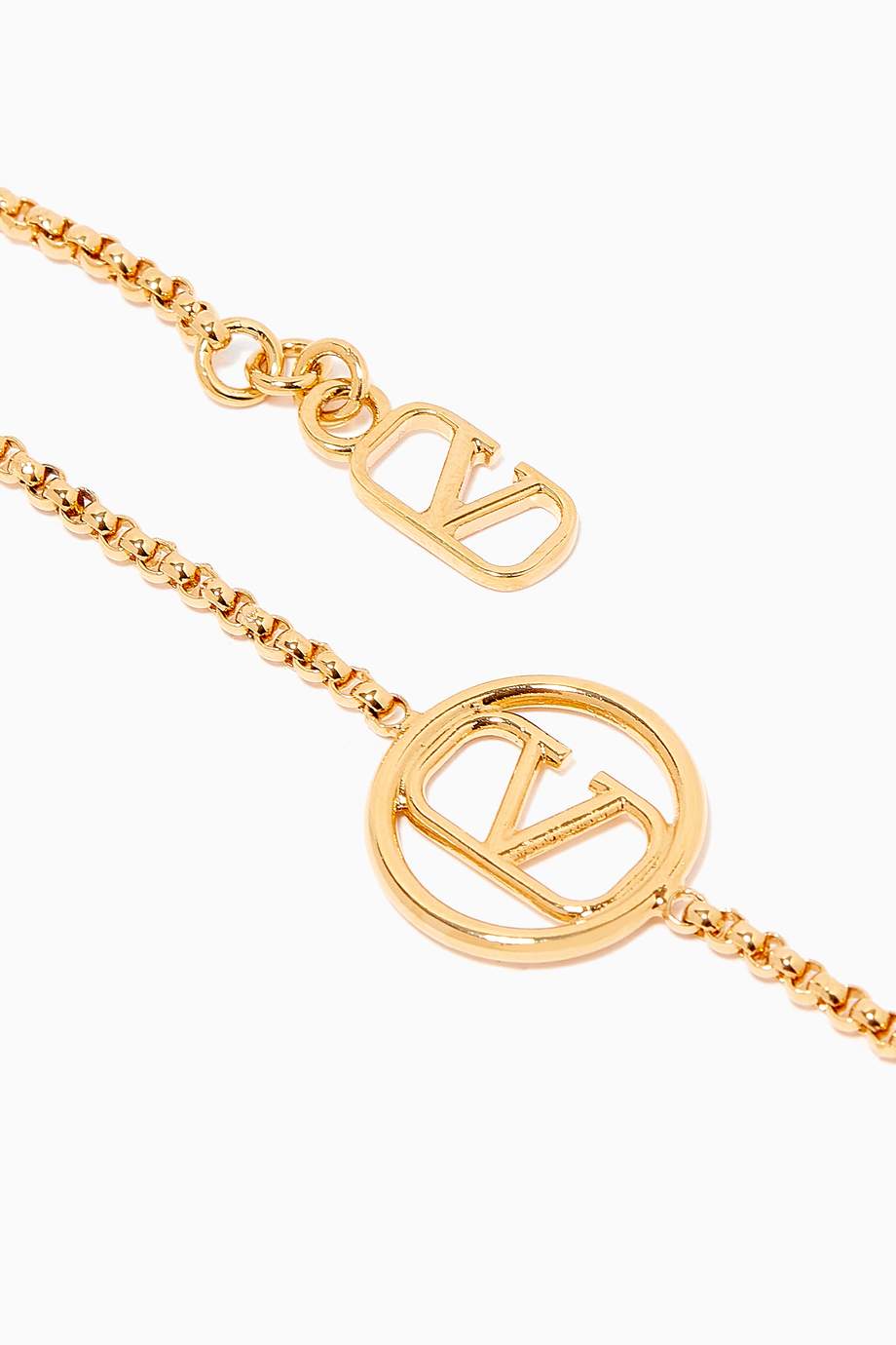 Shop Valentino Gold Valentino Garavani VLOGO Bracelet in 18k Gold