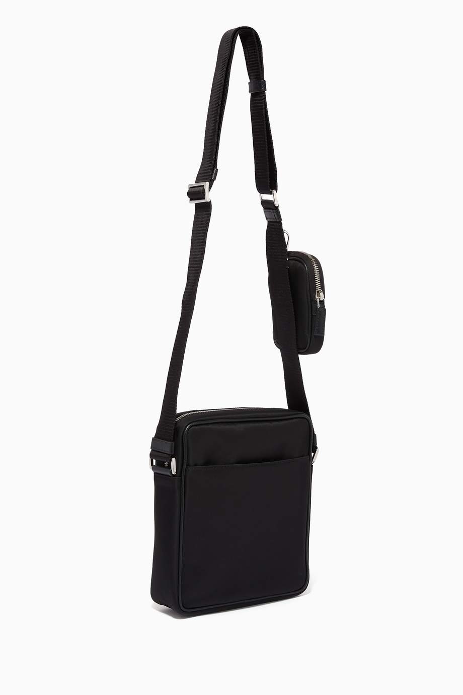 Shop Prada Black Triangle Logo Crossbody Flight Bag in Nylon for Men ...