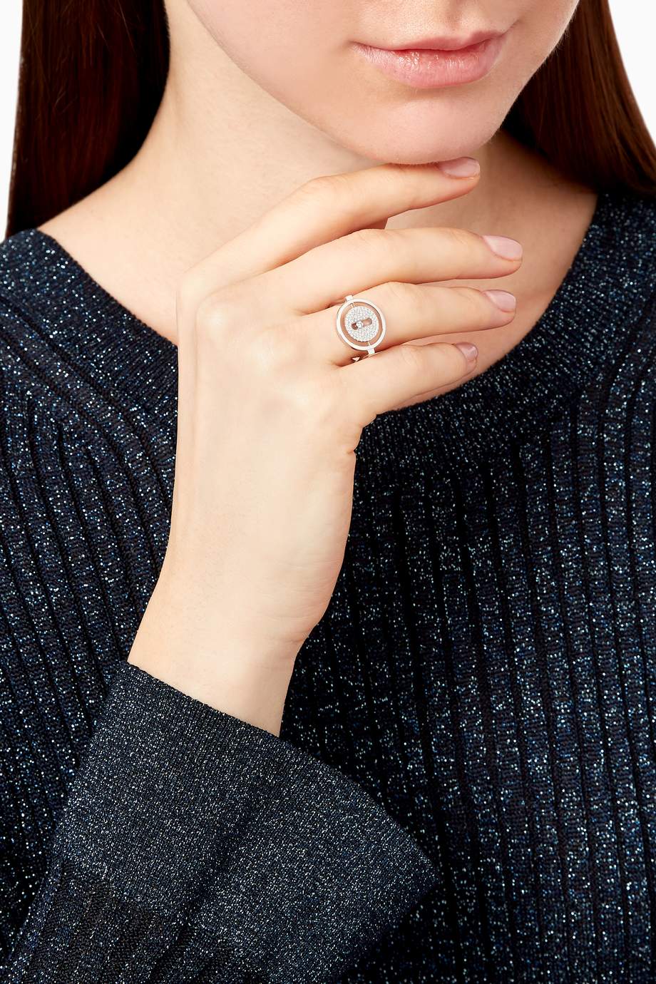 Shop Messika White Lucky Move PM Pavé Diamond Ring in 18kt ...