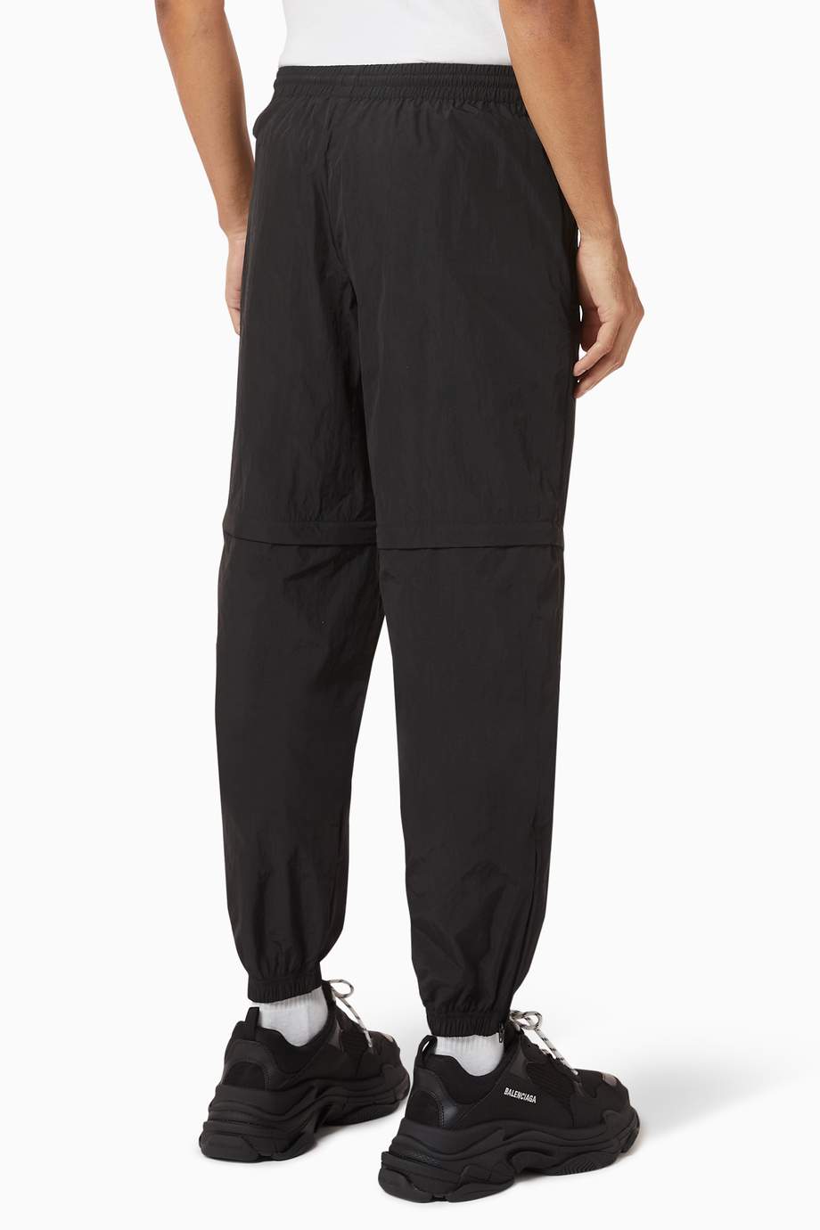 Shop Balenciaga Black Zipped Tracksuit Pants in Crinkled Nylon for Men ...