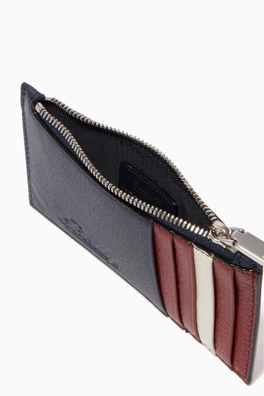 Shop Bally Blue Tandy Grained Leather Card Holder for Women | Ounass UAE