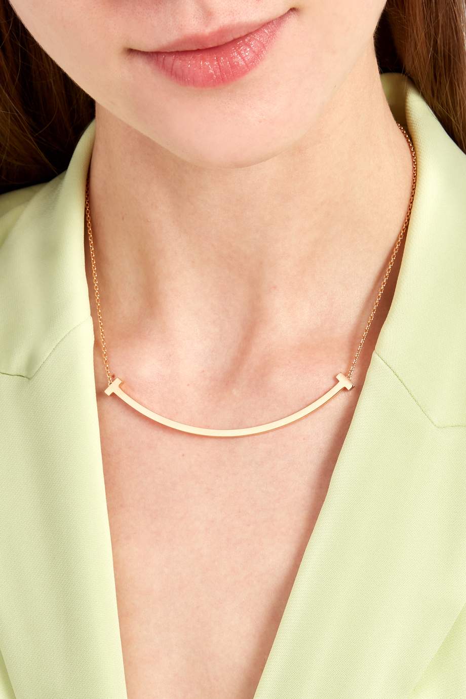 Shop Tiffany & Co. Rose Gold Tiffany T Extra Large Smile Pendant in 18k
