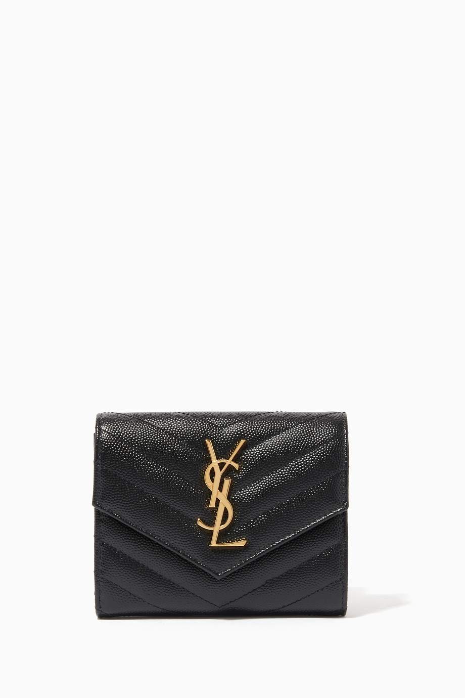 monogram compact tri fold in grain de poudre embossed leather