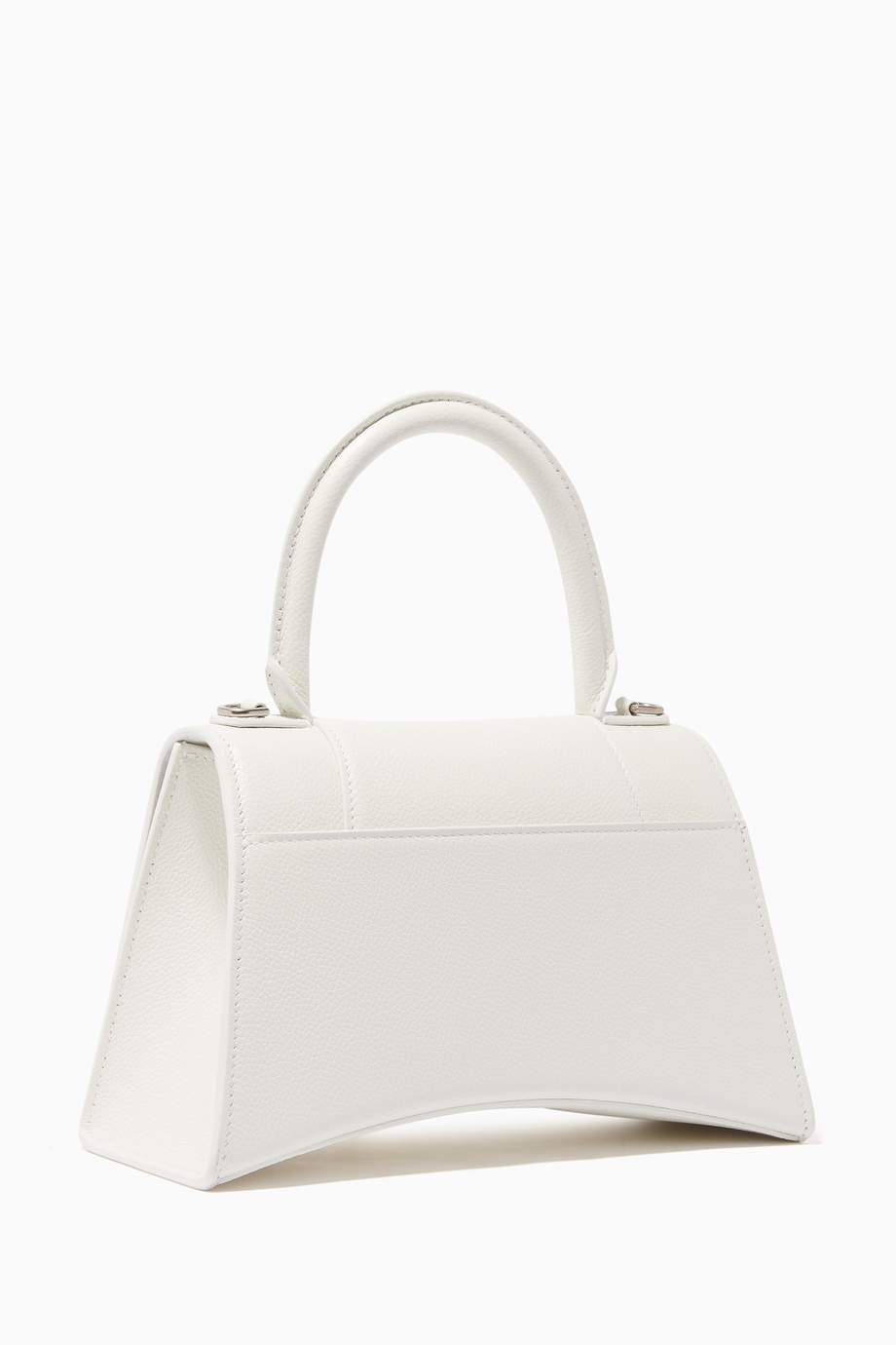 Shop Balenciaga White Hourglass Small Top Handle Bag in Grained ...
