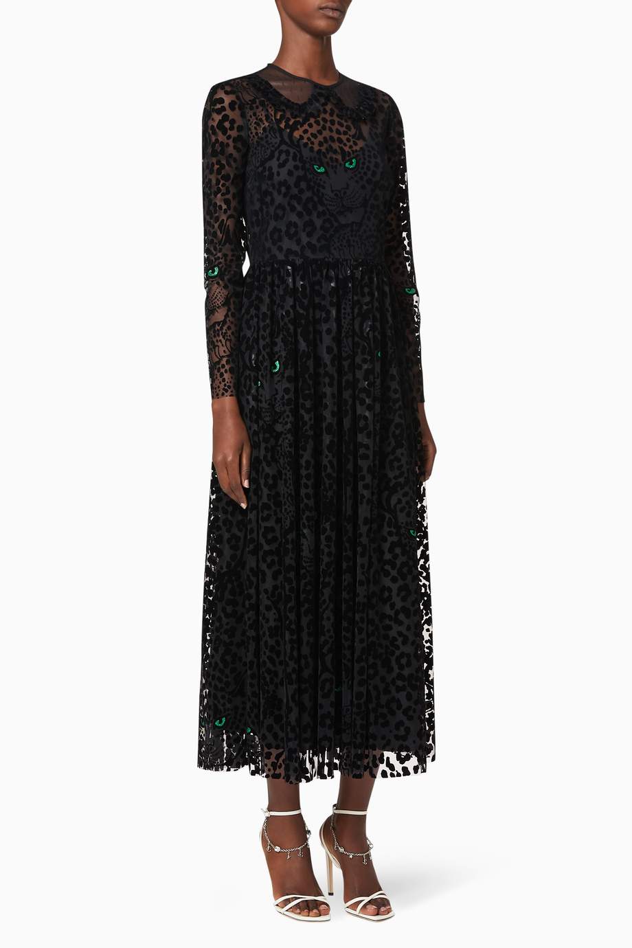 تسوق فستان تول بنقشة جلد الفهد بملمس بارز Red Valentino أسود للنساء ا ناس البحرين