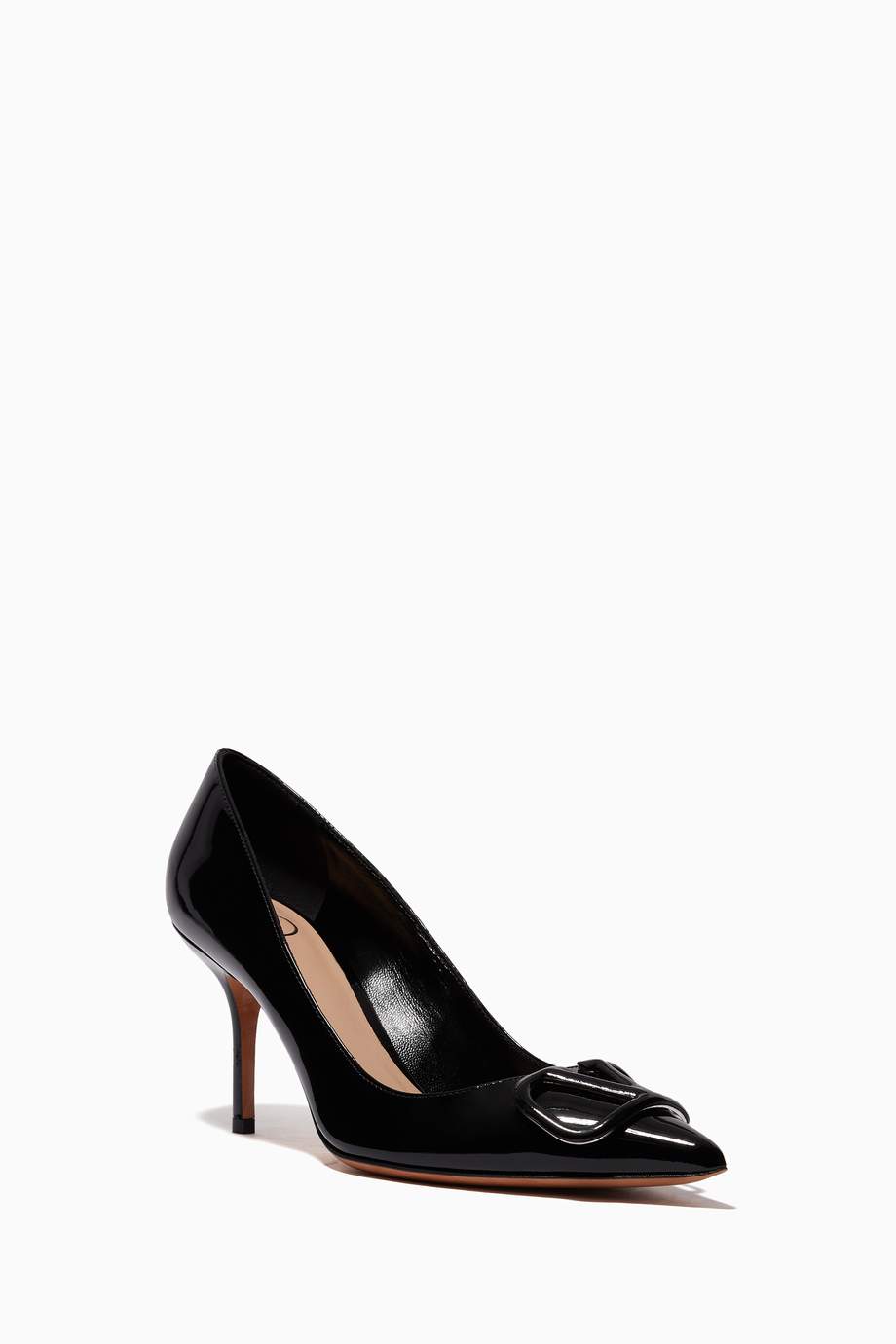 Shop Valentino Black Valentino Garavani VLOGO Pumps in Patent Leather