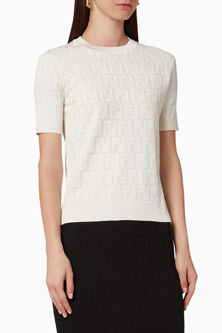 Shop Fendi White FF Knit Jumper for Women Ounass UAE