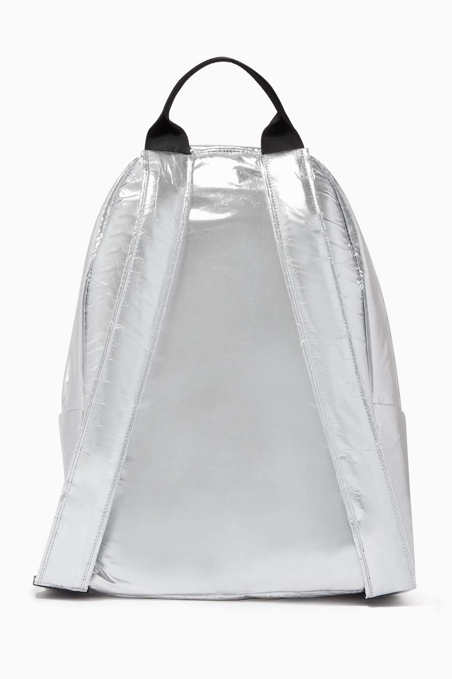Shop Palm Angels Silver Logo Backpack in Metallic Nylon for Men ...