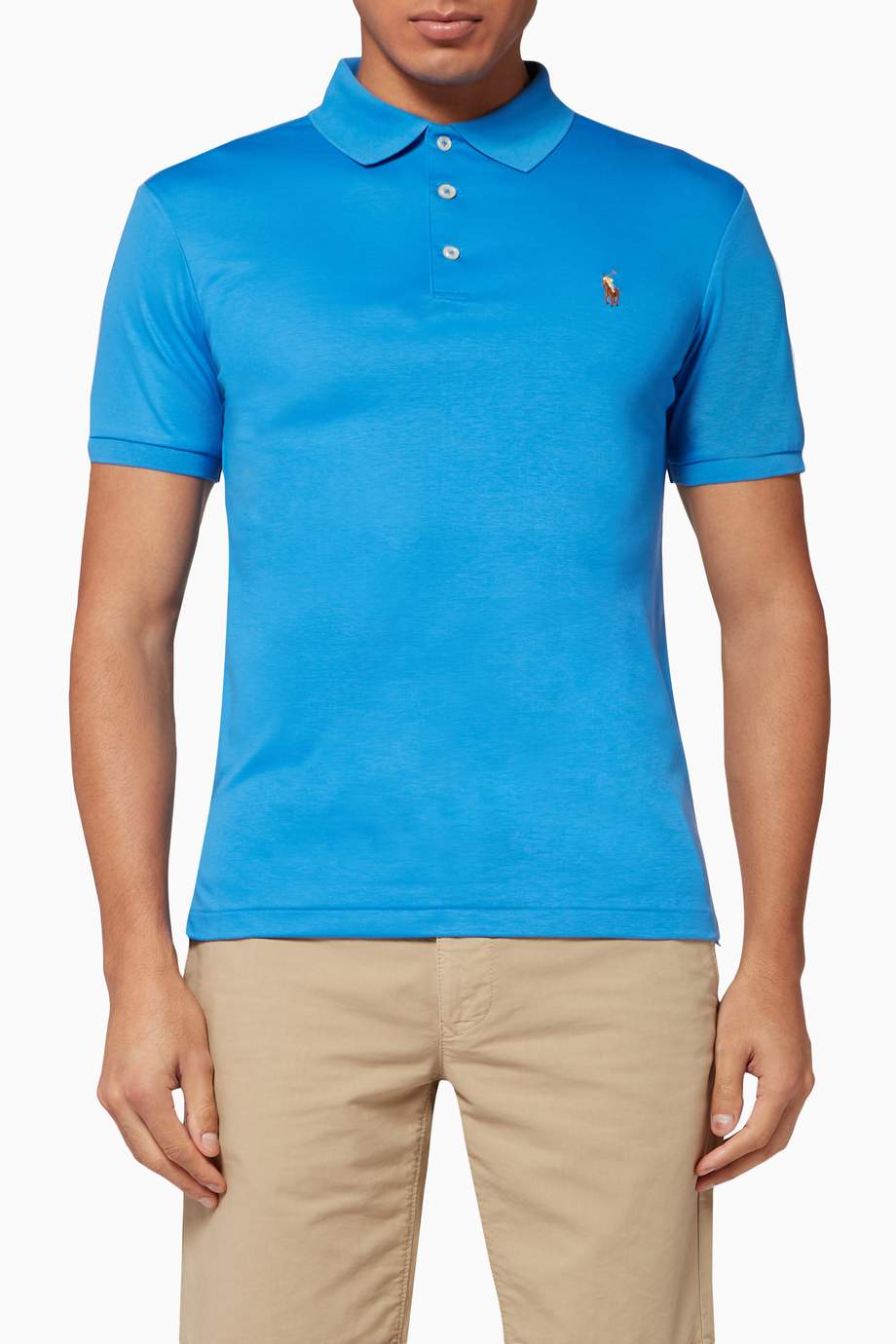 Shop Polo Ralph Lauren Blue Slim Fit Interlock Polo Shirt for Men ...