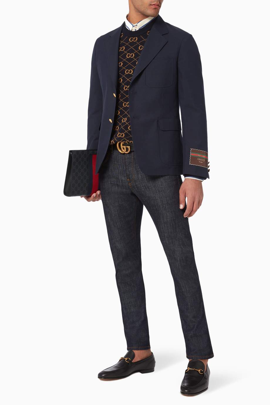 Shop Gucci Blue Label Detail Mohair Blazer for Men Ounass UAE