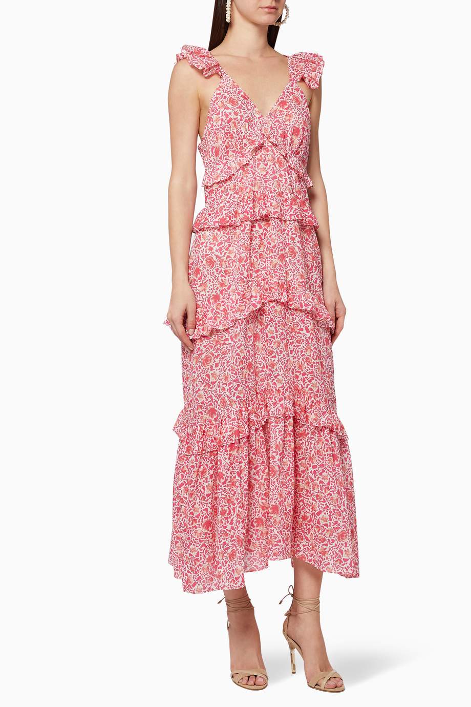 Shop MISA Pink Morrison Ruffled Dress for Women Ounass UAE