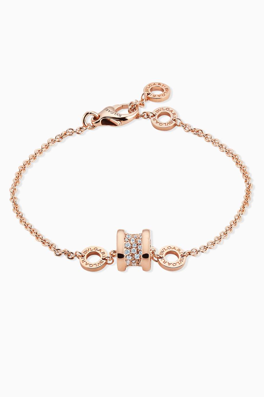 تسوق سوار بي زيرو 1 رقيق ذهب وردي عيار 18 مرصع بماس بافيه Bvlgari ذهبى مائل للوردي للنساء ا ناس البحرين