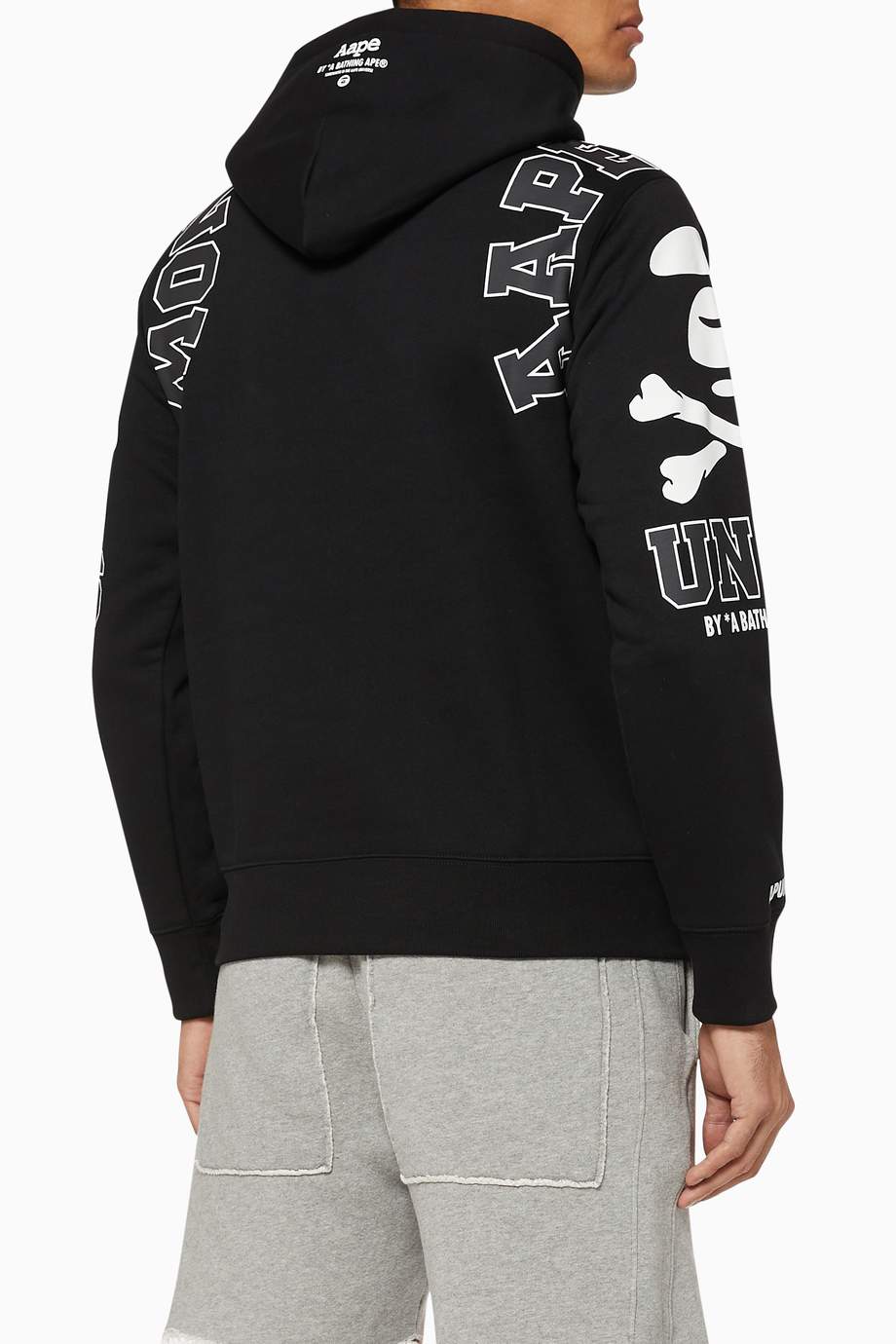 Shop AAPE Black AAPE UNVS Jersey Hooded Sweatshirt for Men | Ounass UAE