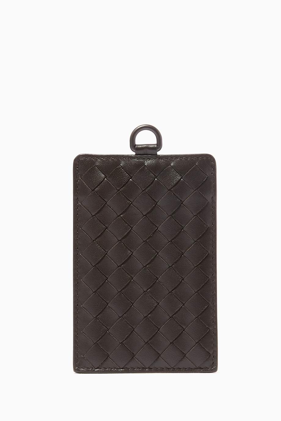Shop Bottega Brown Intrecciato Tag Holder in Nappa for Women