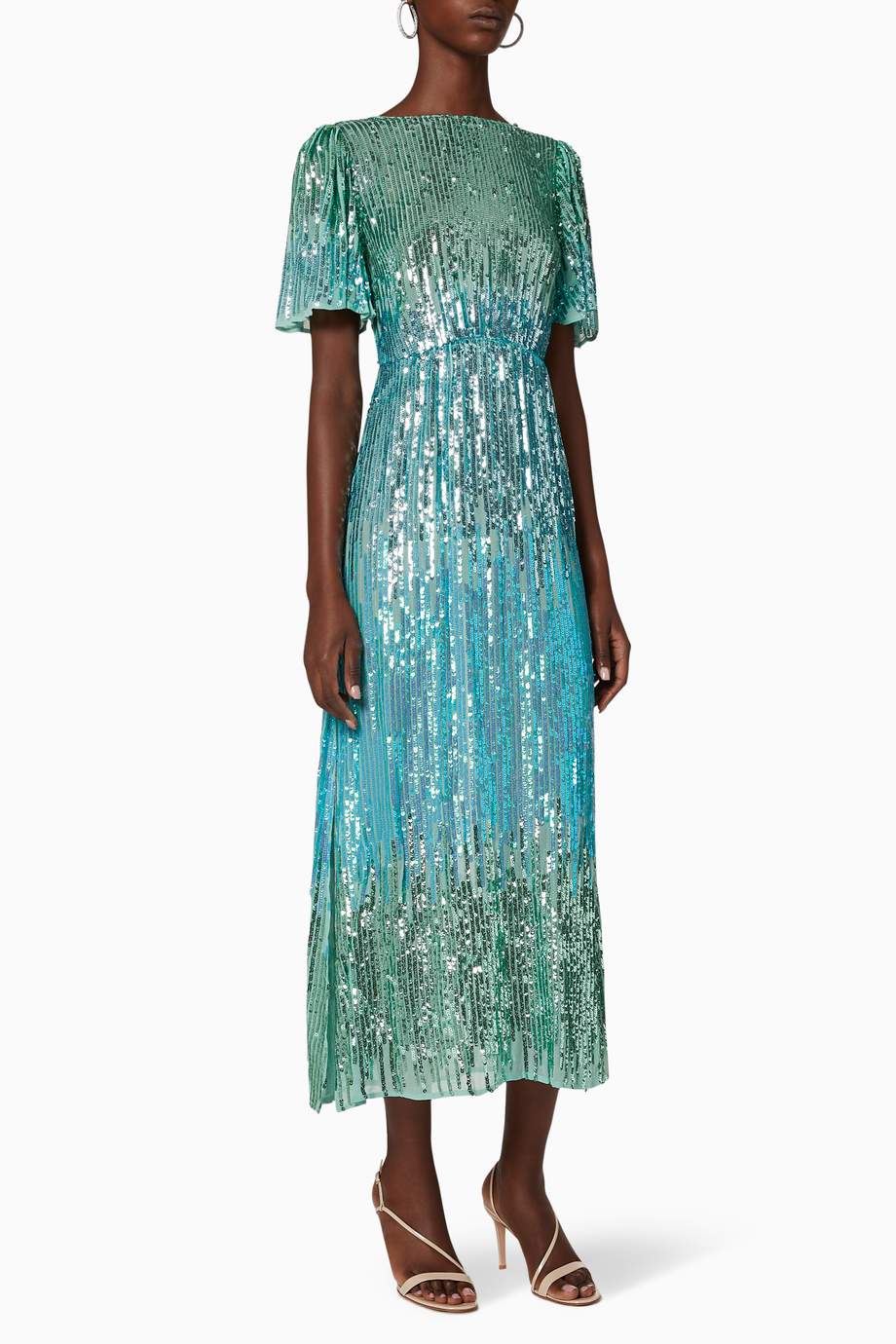 Shop RIXO Green Venus Dip Dye Sequin Dress for Women | Ounass Oman