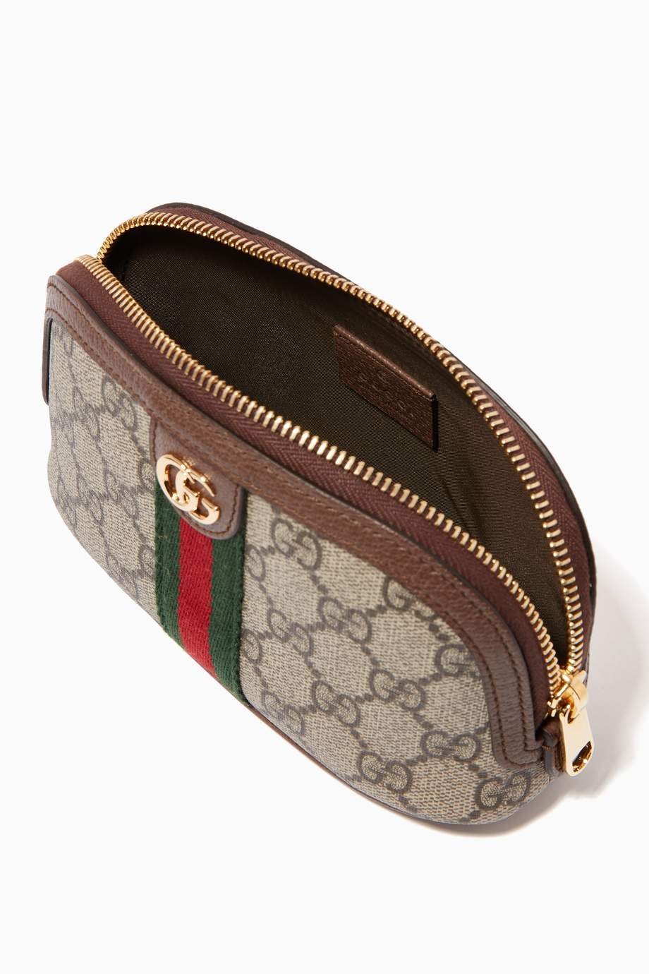 Shop Gucci Brown Medium GG Ophidia Cosmetic Pouch in Canvas for Women