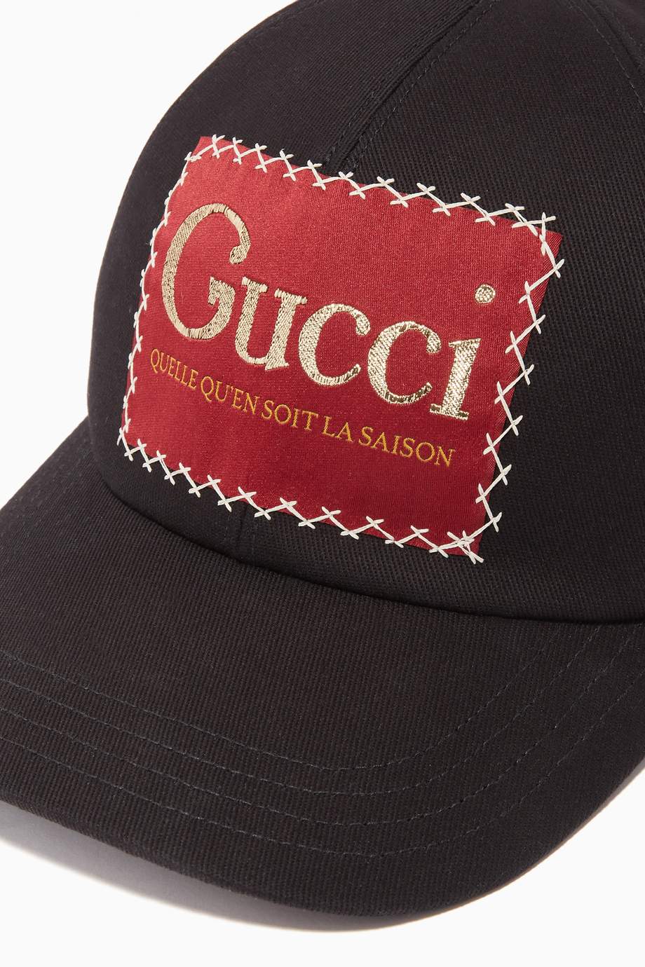 Shop Gucci  Black Gucci  Label  Baseball Hat in Cotton for 